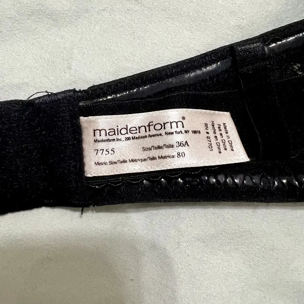 Maidenform Strapless Lightly Lined Bra | Black Lace | 36A